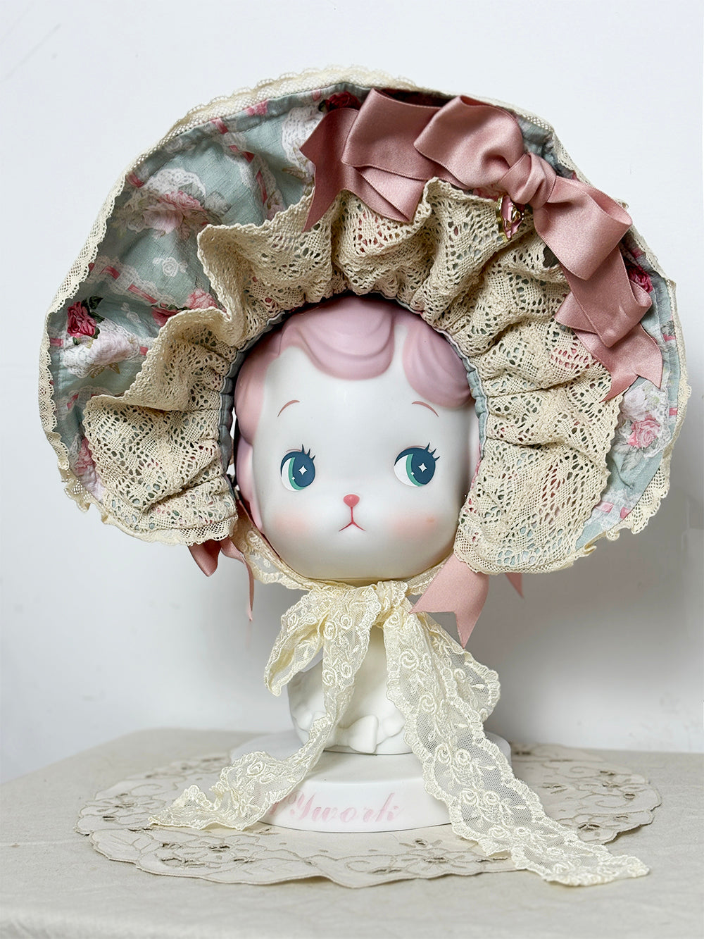 Lilyka Garden - Classic Lolita Headdress and Necklace Brooch Bow Trailing BNT - Green Flower Wall