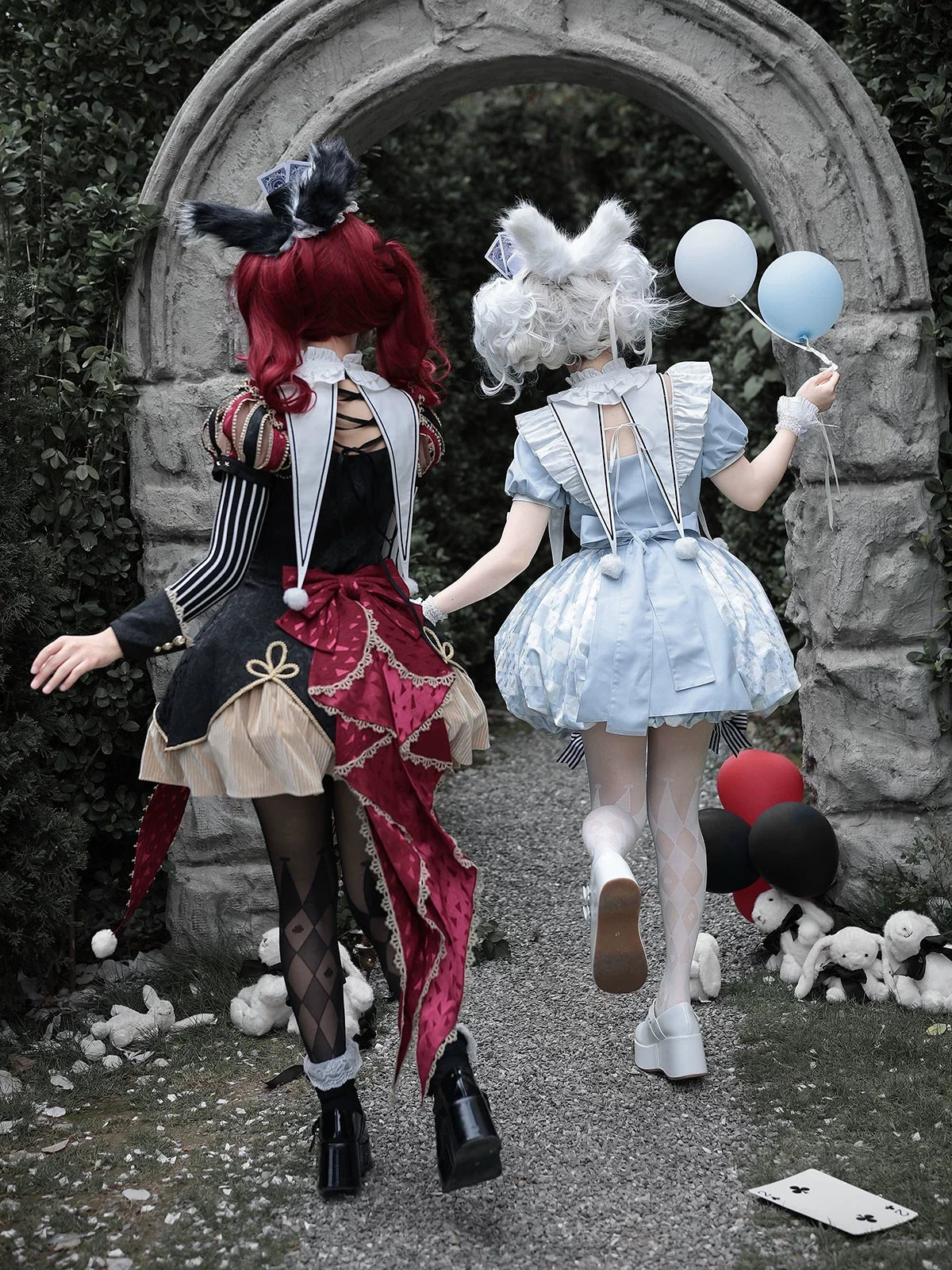 Letters from Unknown Star - Circus Fantasy Night - Gothic Lolita Jacquard Dress, Pointed Tail Hem