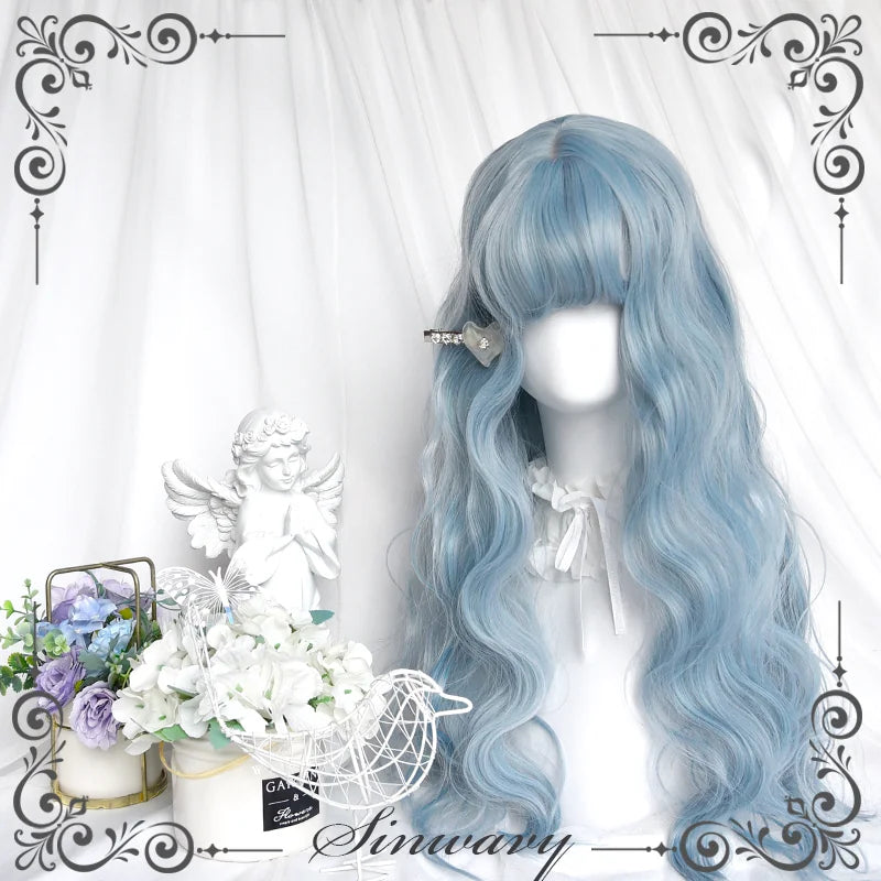 Ice blue long curly Lolita wig - view 7