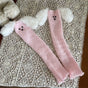 Pink big-eared dog sock cover, pink sock cover + white ears / One Size