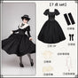 Long 7-piece set (OP + beige false collar + beige mini sleeves + sleeve attachments + bow + pearl necklace + custom necklace) - In stock / S