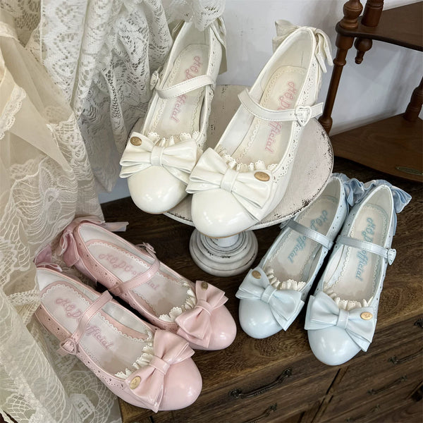 MODO Miss Polka Dot Bow Wedge Lolita Shoes – design details