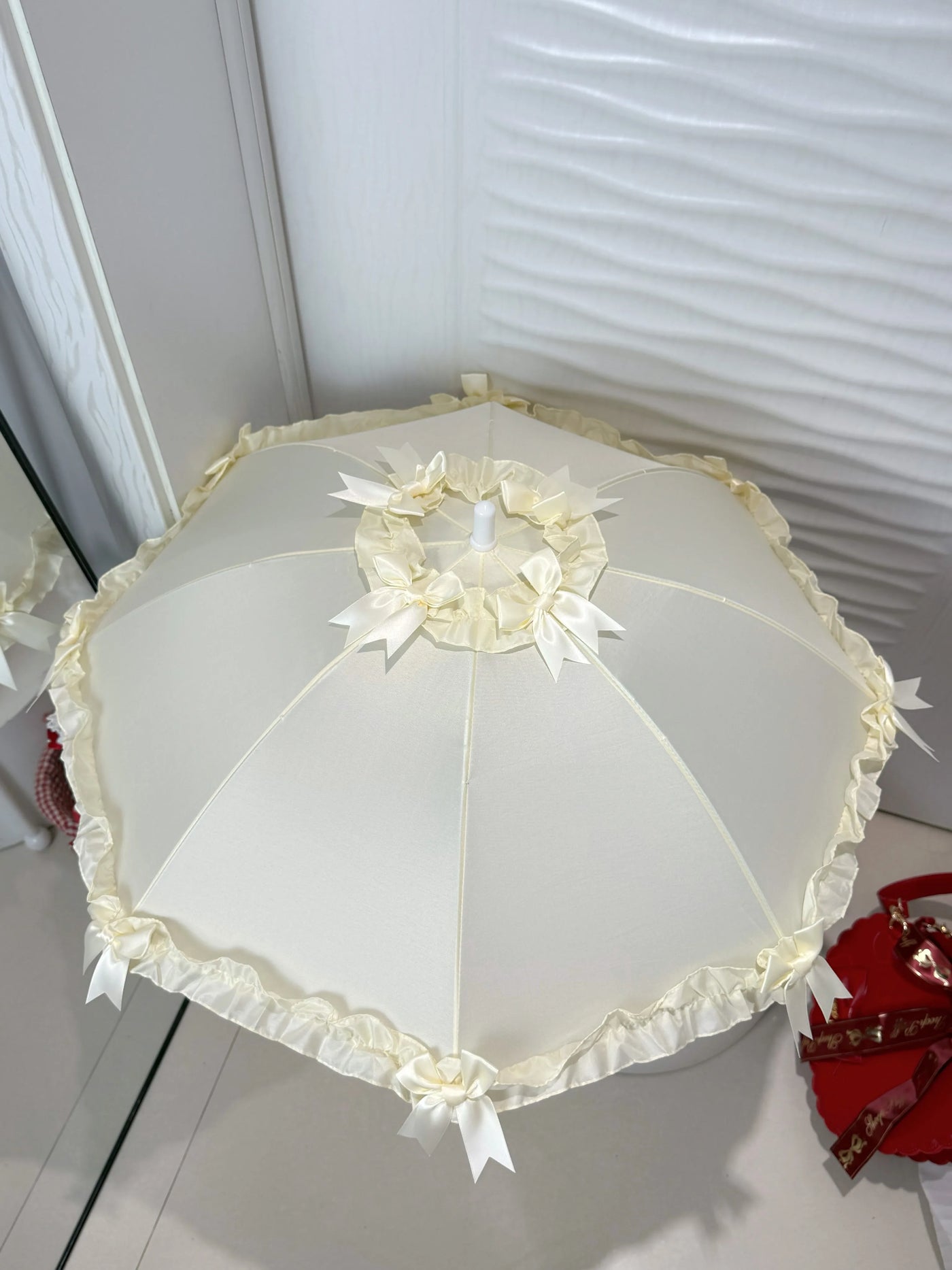 Fantasy Doll - Princess Bow - Yellow umbrella with ruffled lace edging and bow details