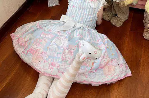 Sweetheart Dream Machine - Toy Room Print - Sleeveless OP Dress with Teddy-Bear Motifs