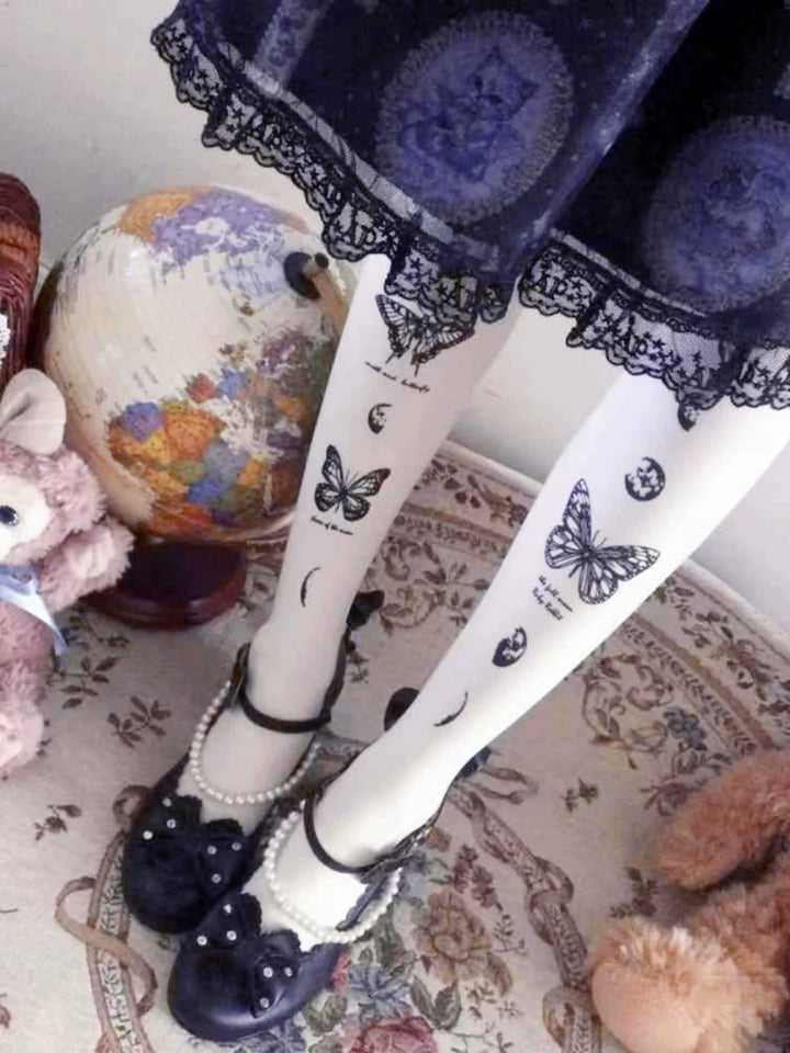 Ruby Rabbit - Moon Phase Butterfly - 20D/120D Lolita Tights