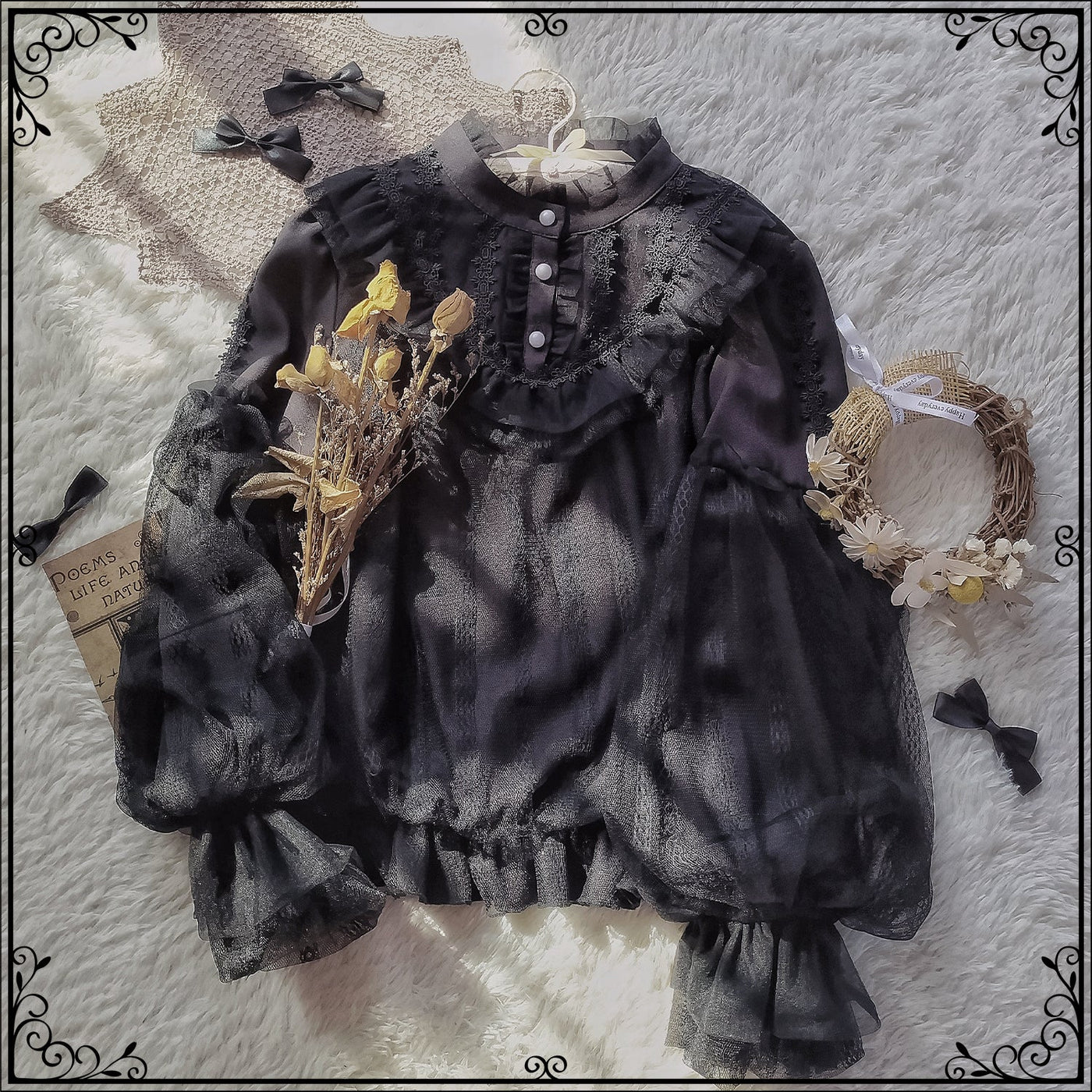 Sakurada Fawn - Alice's Cherry - Plus Size Lolita Shirt Chiffon Blouse
