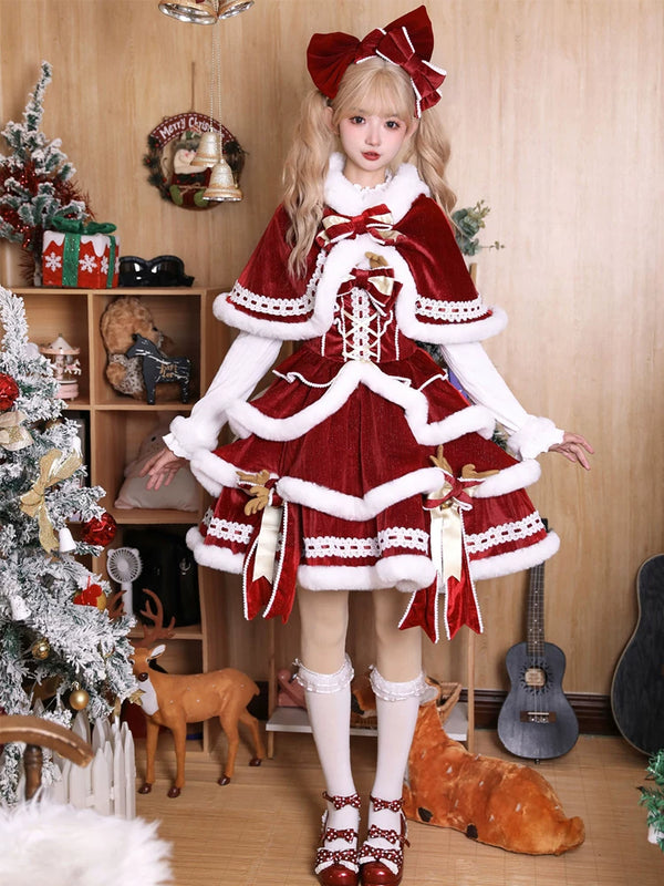 Christmas Symphony Antler Hooded Cape & Dress Options — additional product view