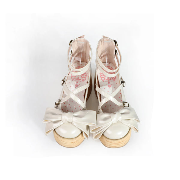 MODO Platform Knots Lace-Up Lolita Platform Shoes – Pearl White