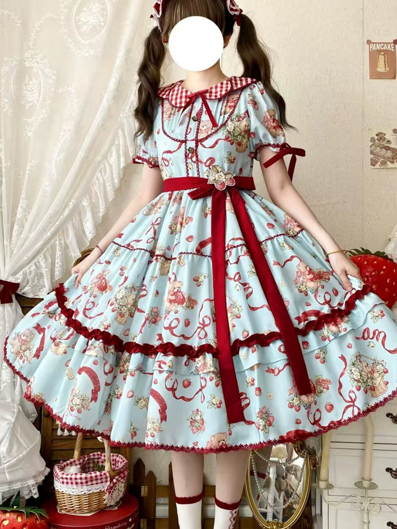 Yueele - Summer Rose Garden - Plus-Size Sweet Lolita OP Dress - detail view 4