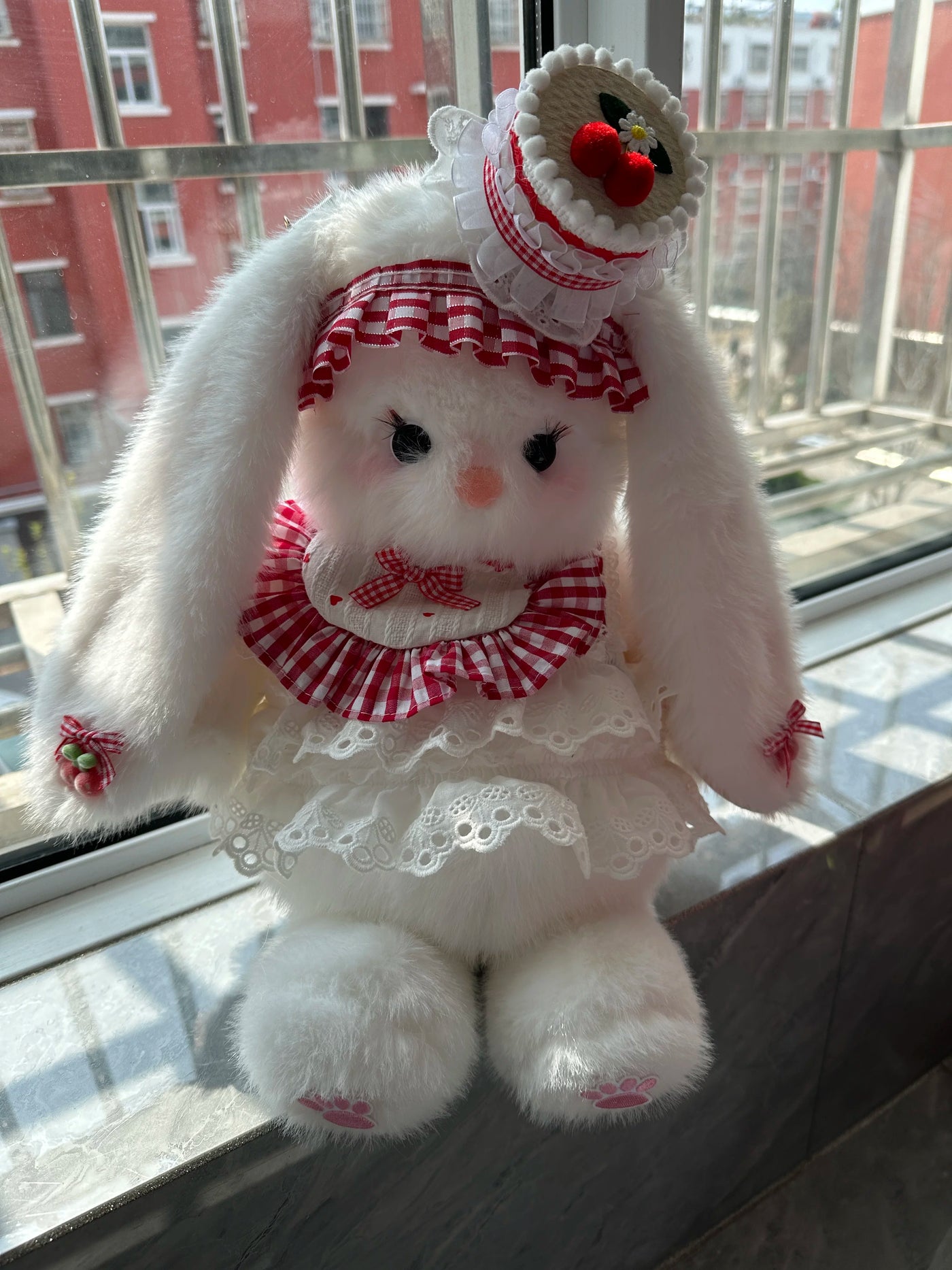 Lolita - Sweet Lolita - Plush lop-eared rabbit doll handbag with lace