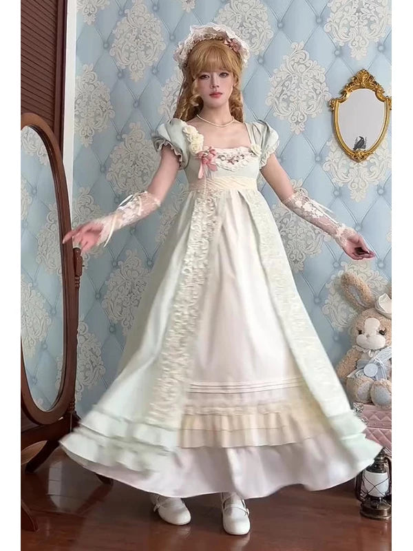 Creamy - Forest Empire - Green Lolita Dress with Puff Sleeves