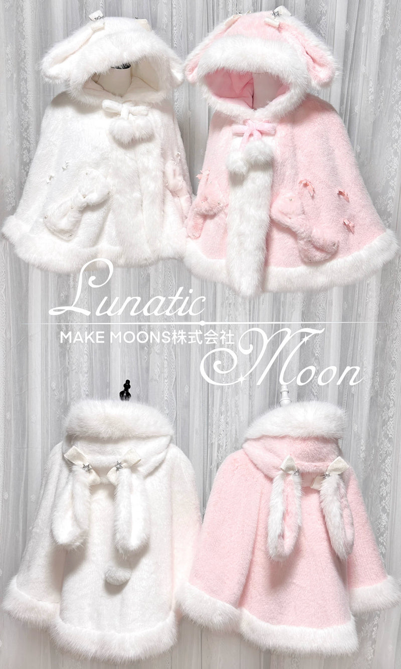 LunaticMoon Snow-Watching Bunny Faux-Fur Hooded Cape — additional product view