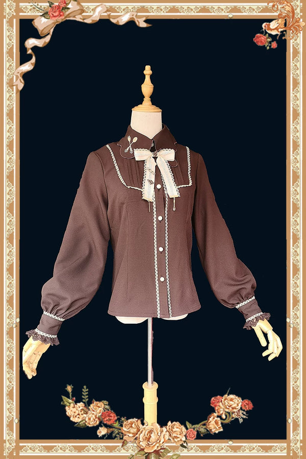 Infanta - Chocolate Drizzle - Embroidered Chiffon Blouse