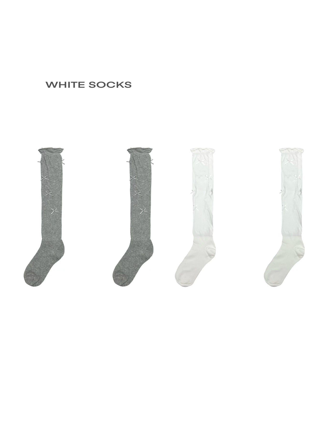 White Socks - Ballet-Inspired Bow - Lightweight Mid-Calf Slouch Socks with Bow Details
