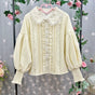 Apricot Fleece-Lined Peter Pan Collar Blouse / S