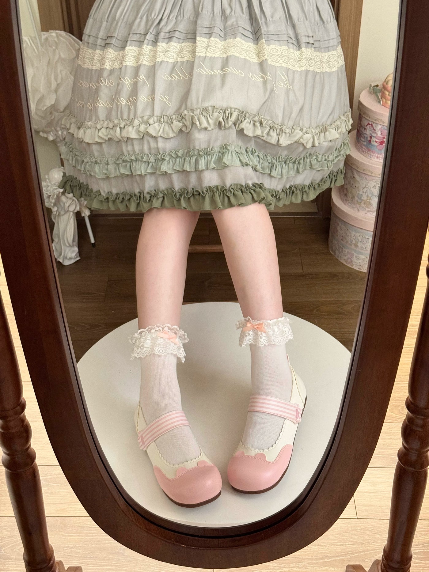 Fantasy Doll - Fresh Lace Bow - Cotton Short Socks with Lace Cuffs