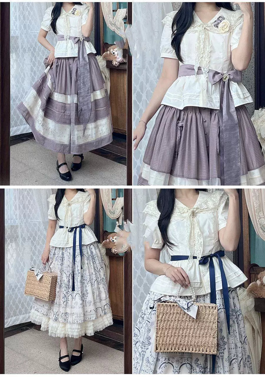 Sweetheart Dream Machine - Palila - Short-Sleeve Blouse with a Broad Lace Collar