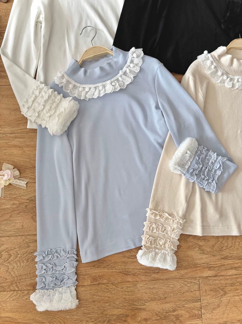 BUNNY Magic Forest Little Strawberry Winter Layering Top — Blue Stand-Collar Version - Lighter Spring/Autumn Weight