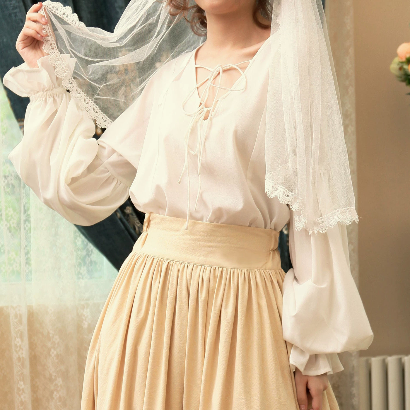 LACE GARDEN - Warm Angel Court - Multi-Layer Lace Full Skirt Set