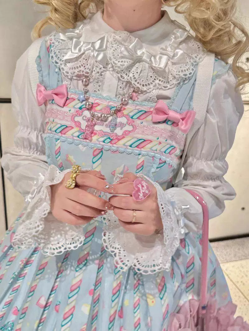 Sweetheart Dream Machine - Vintage Doll Collar - Blouse with Lace Trim, Bow Accents and Ruffled Hem