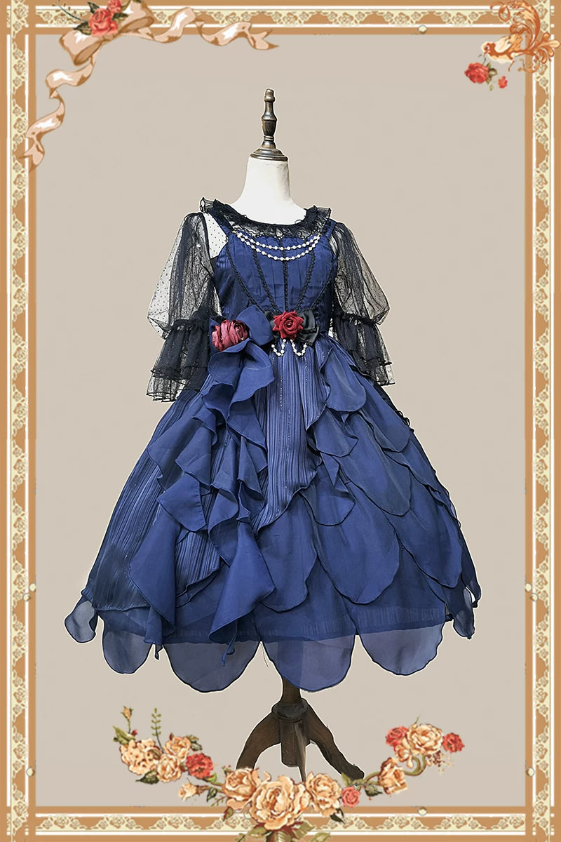 Infanta - Deep Sea Pearl - Chiffon Blouse with Mesh Sleeves