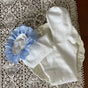 Blue plaid lace over-the-knee socks, one pair / One Size