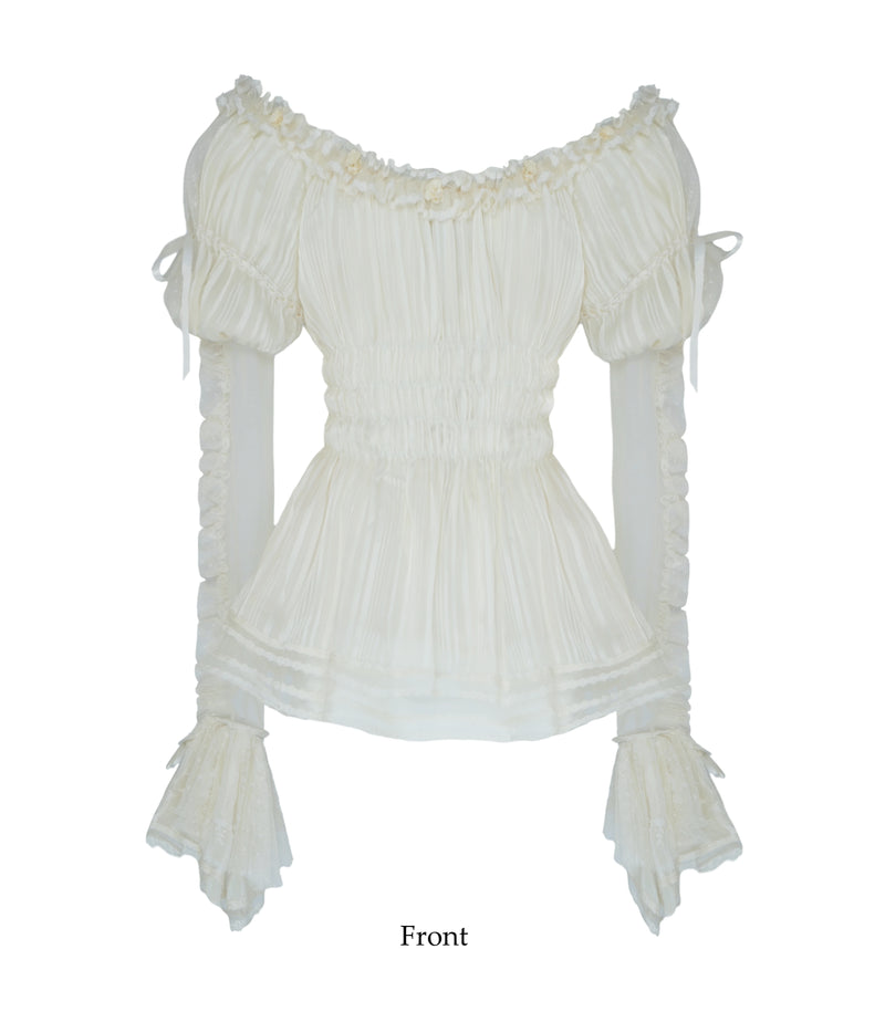 Nololita - Dream in Dream - Bateau-neck Blouse with Gathered Sleeves
