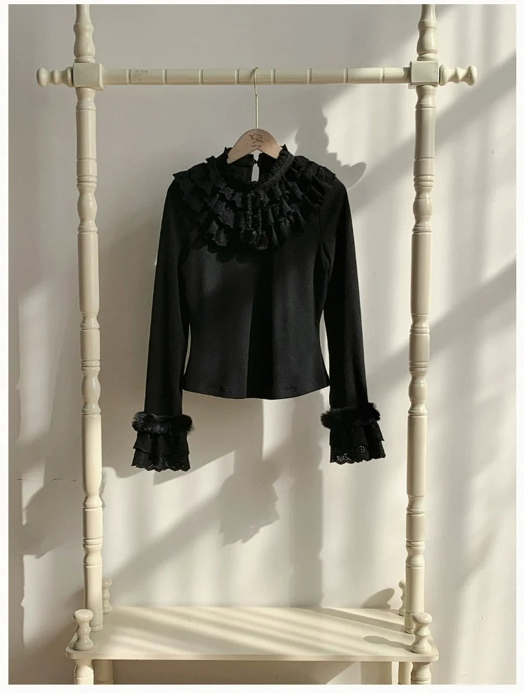 With PUJI - Frostfall - Winter Sweet Lolita Inner Wear, Layered Lace