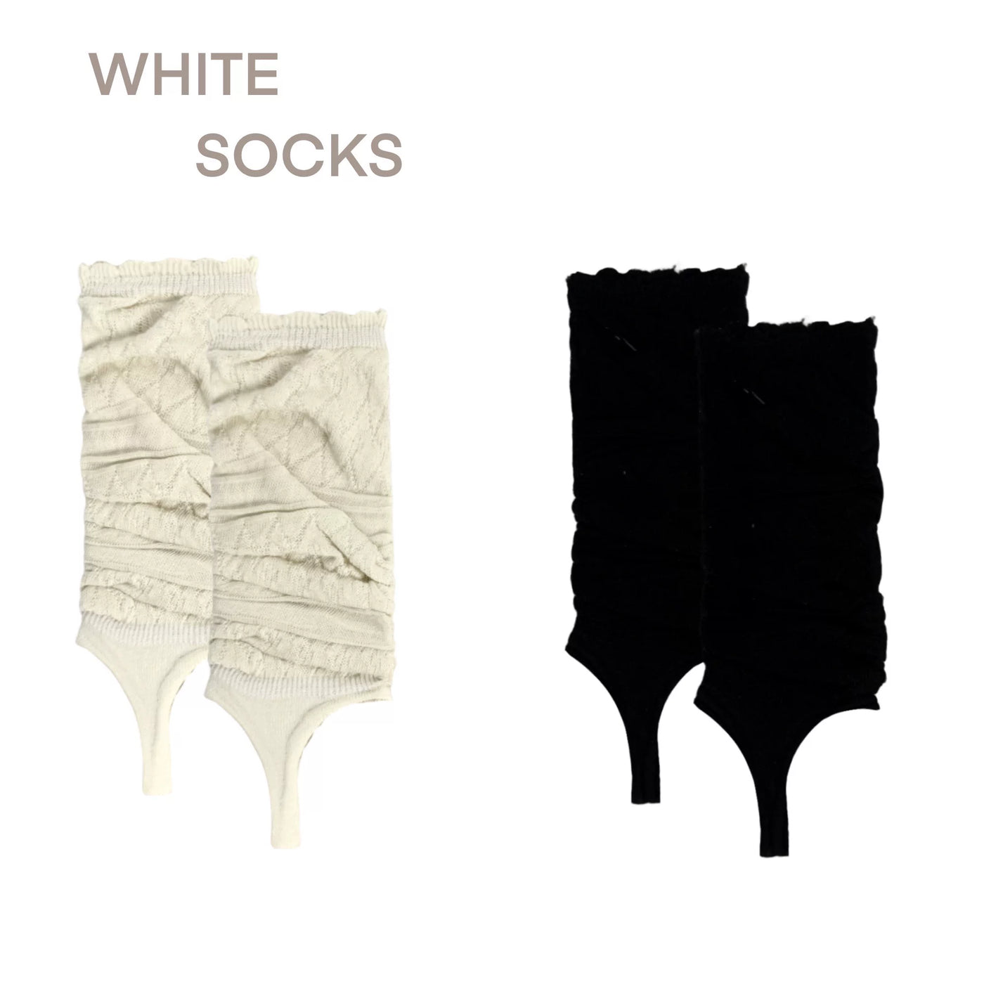 White Socks - Openwork Slouch - Cotton Knit Slouch Socks with Openwork Detail