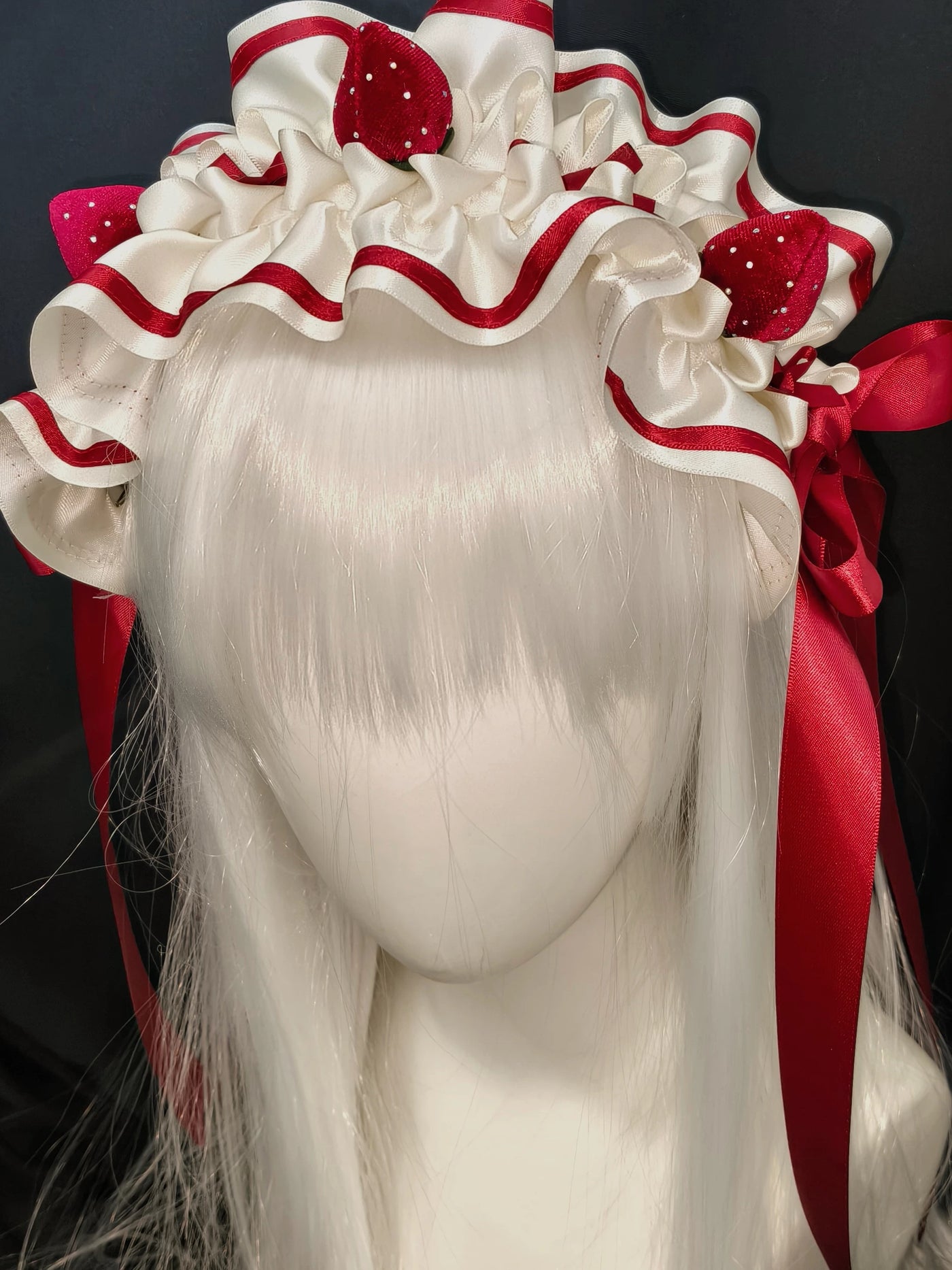 Dokisuru - Strawberry Cake - Strawberry hairband with layered ruffles and red trim