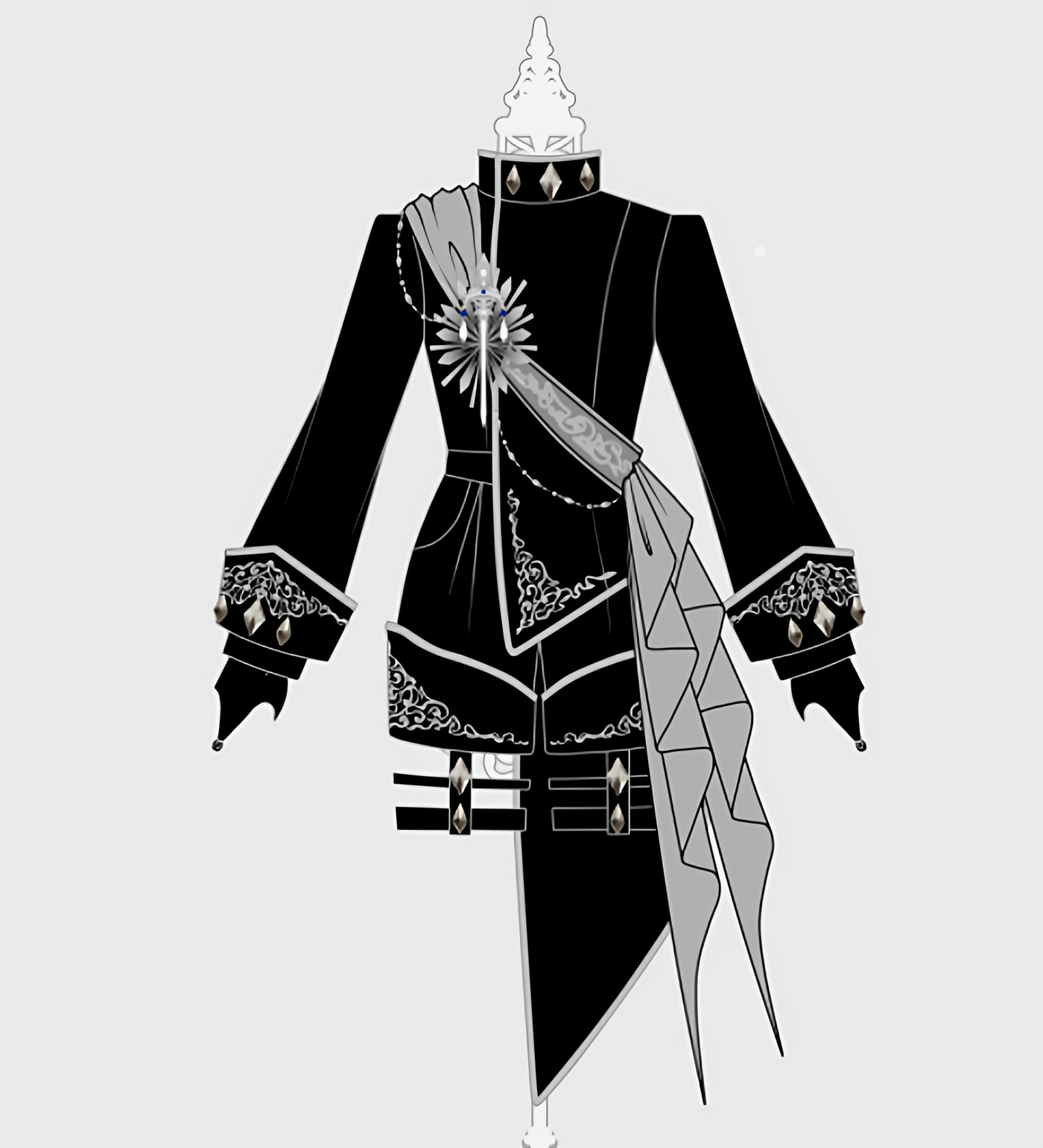 Your Princess - Oathbound Sword - Embroidery Ouji Lolita Set, High-Low Hem Coat
