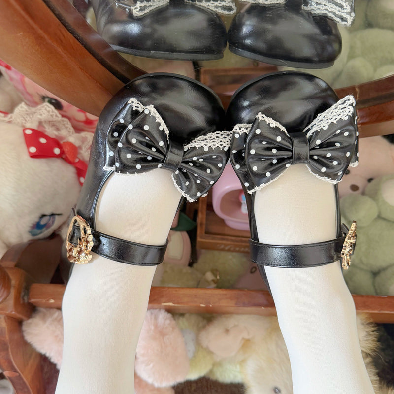 Kitten Toast – Cat Paw Bow – Low-Heel Mary Jane Shoes in Smooth Black — product photo 8