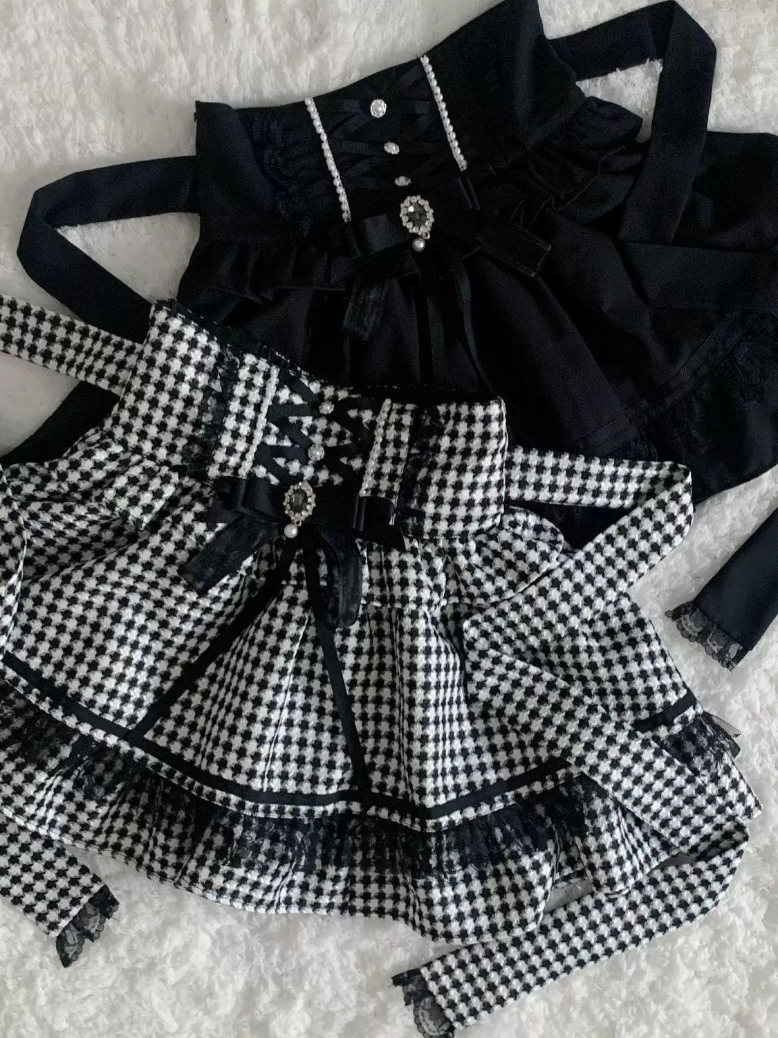Sweetheart Dream Machine - Sweet-Cool Bow - Houndstooth or Black Skirt with Lace Trim and Included Bow