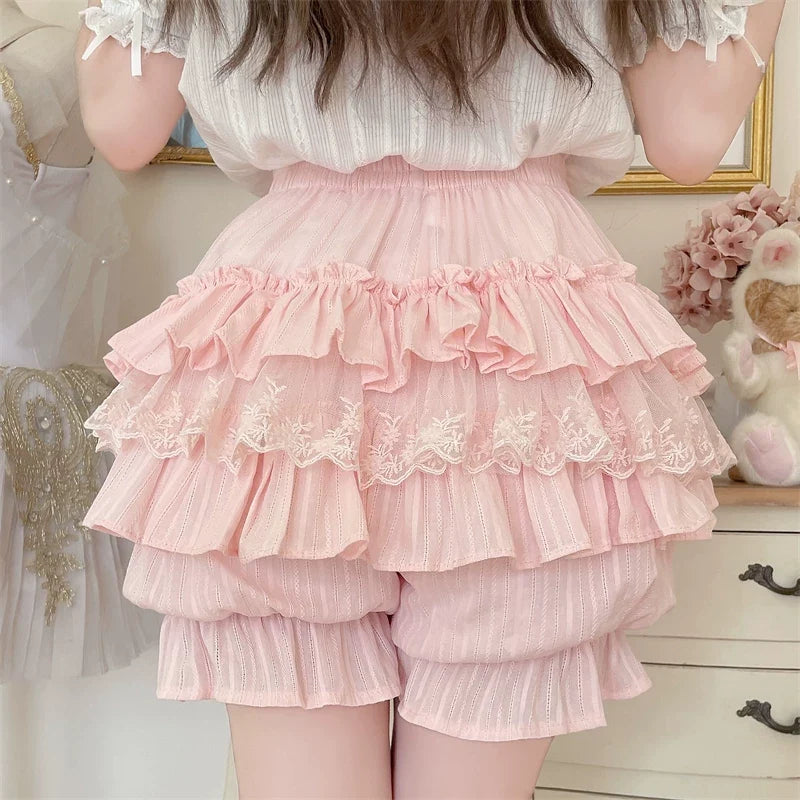 Sugar Girl - Sweet Lolita Cotton Bloomers - Ruffles and Bows Hand Accessory