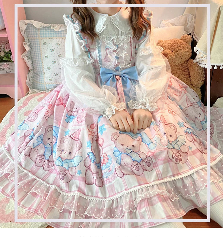 Yueele - Teddy Tea Party - Plus-Size Lolita Outfit Set - detail view 6