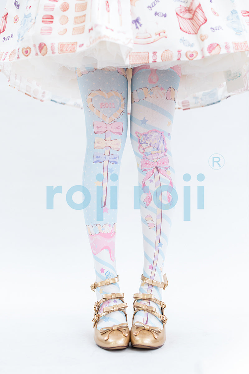 Roji Roji - Fairy Kei Sweet Lolita Print - Stockings Socks