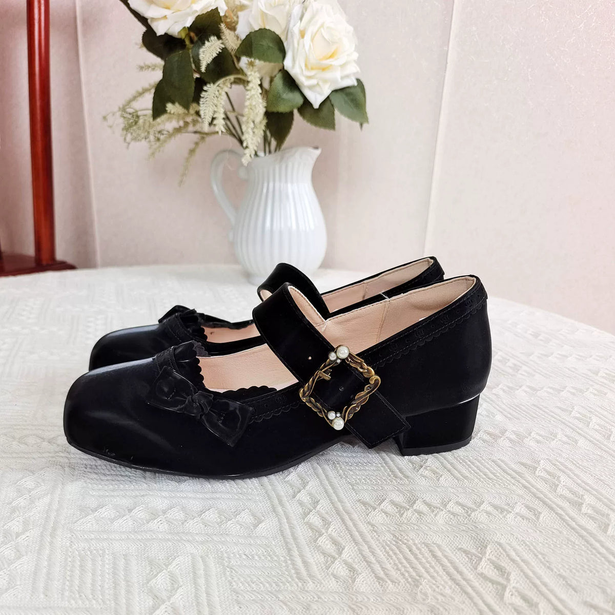 Peach Grove Luoshen low-heel bow Mary Jane shoes - view 9