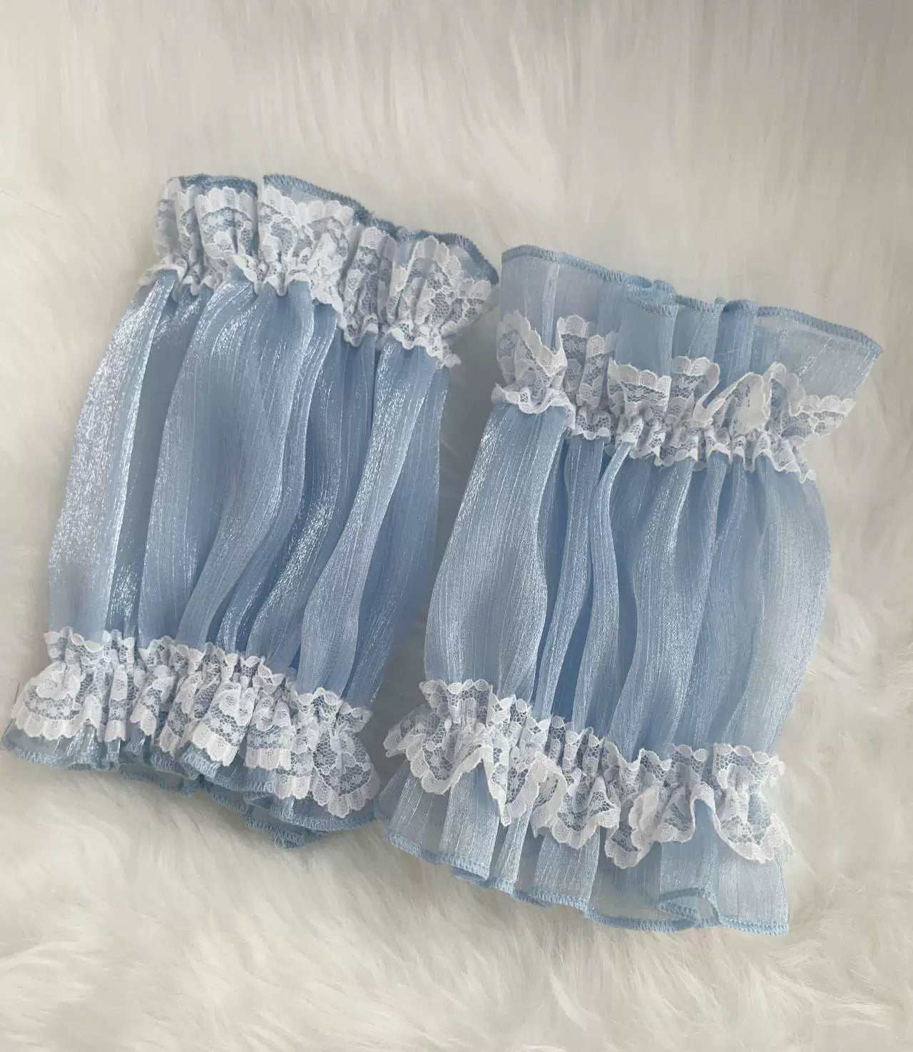 Rose Tale - Sweet Lolita Accessories Summer Trailing Short Sleeves KC One Size Blue cuffs