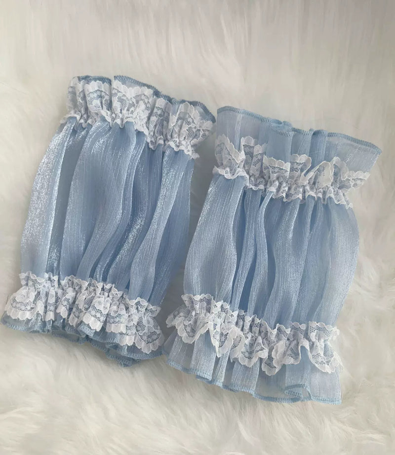 Rose Tale - Sweet Lolita Accessories Summer Trailing Short Sleeves KC One Size Blue cuffs
