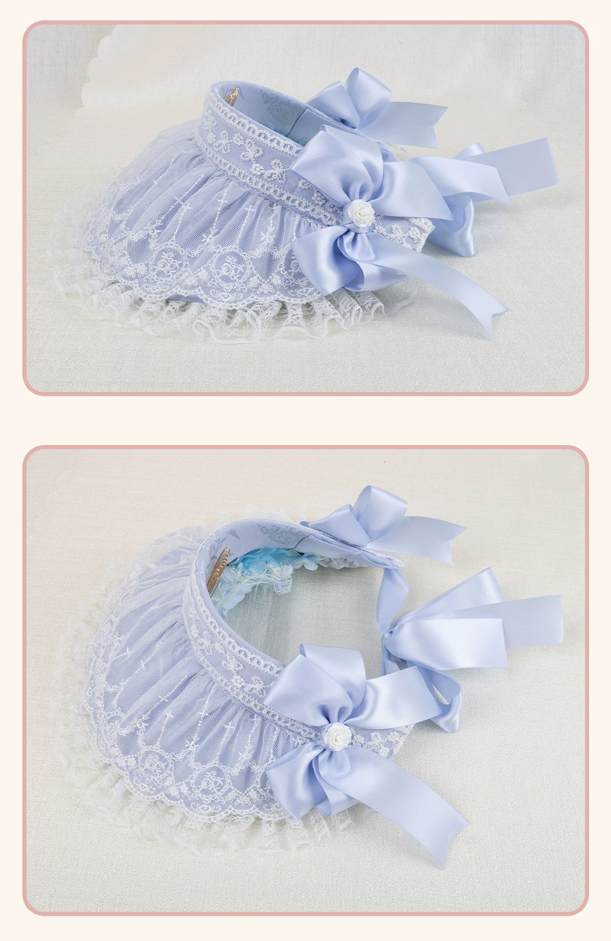 Stardust Rose - Pearl Rose Garden - Bonnet-Style Flat Hat with Rose Florals