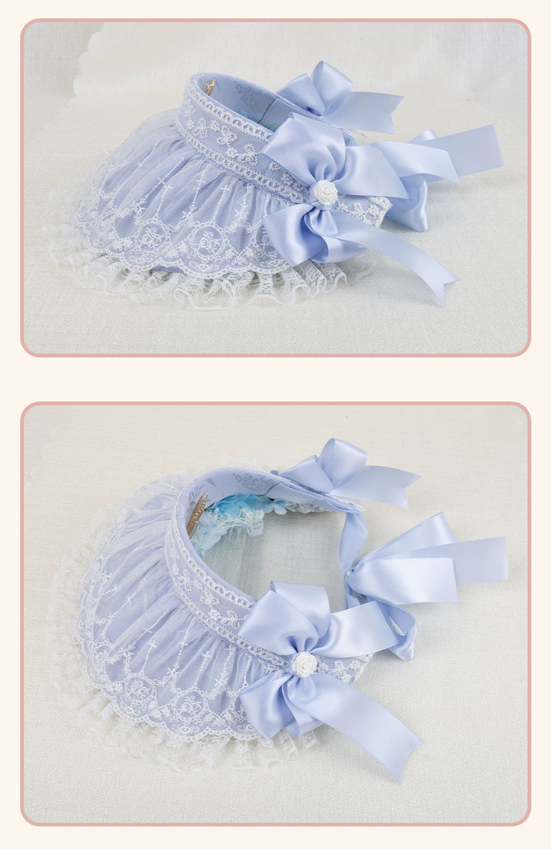 Stardust Rose - Pearl Rose Garden - Bonnet-Style Flat Hat with Rose Florals