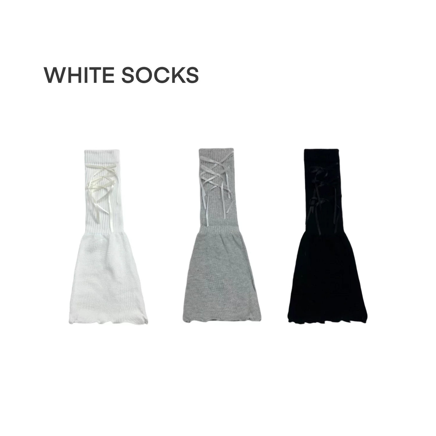 White Socks - Bow-Tie Ballet - Knit leg warmers with ribbon lacing