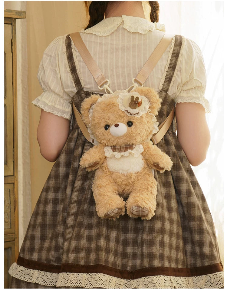 LambGuli - Little Bear Guli - Plush Bear Bag with Lace Trim