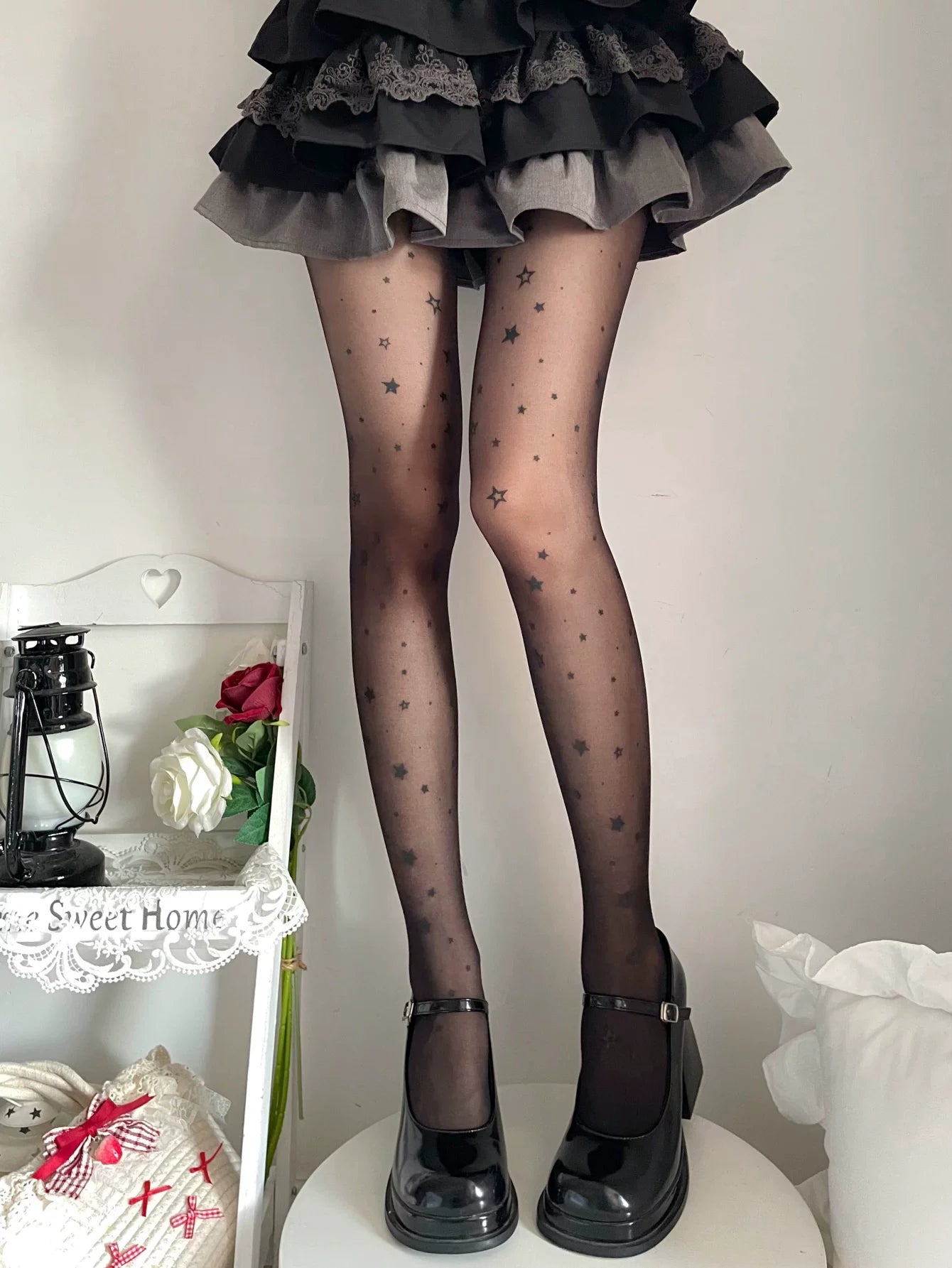 Fantasy Doll - Sweet Star Print - Patterned tights with star motifs
