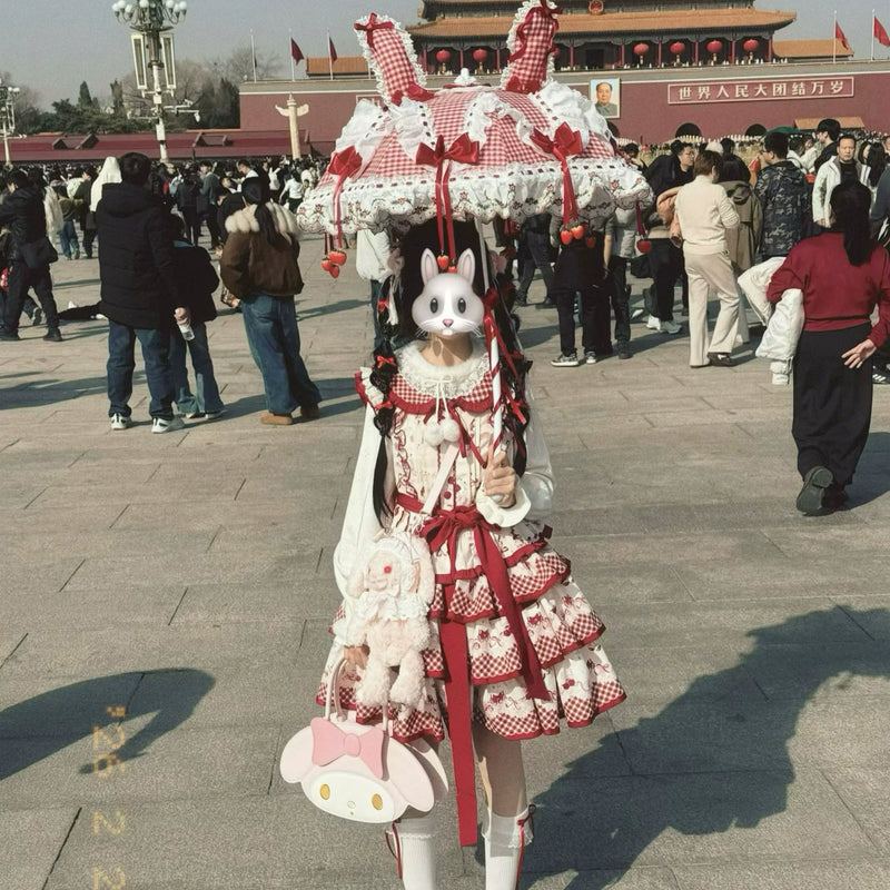 Independent Brand - Strawberry Bunny-Ear Bow Lolita Parasol - product image 5