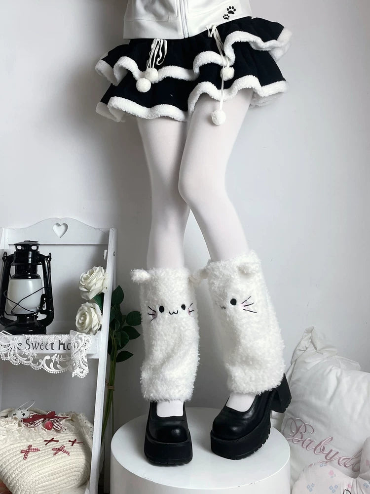 Fantasy Doll - Cat Face Cozy - Plush Cat-Face Leg Warmers