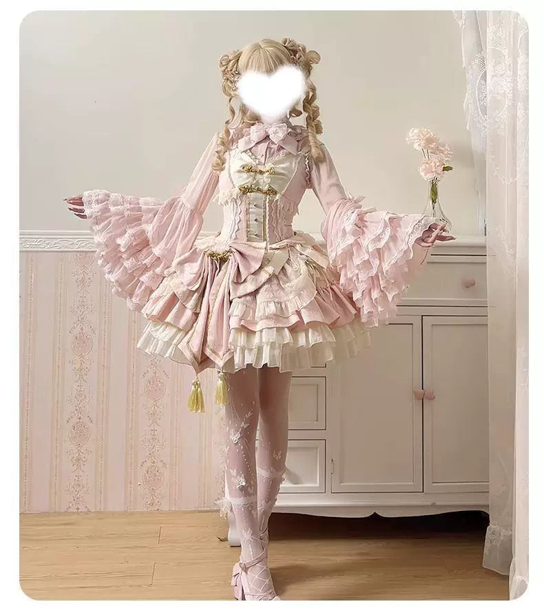 Sweetheart Dream Machine - Pegasus Paradise - Long-Sleeve Blouse with a Lace-Trimmed Bow Bib
