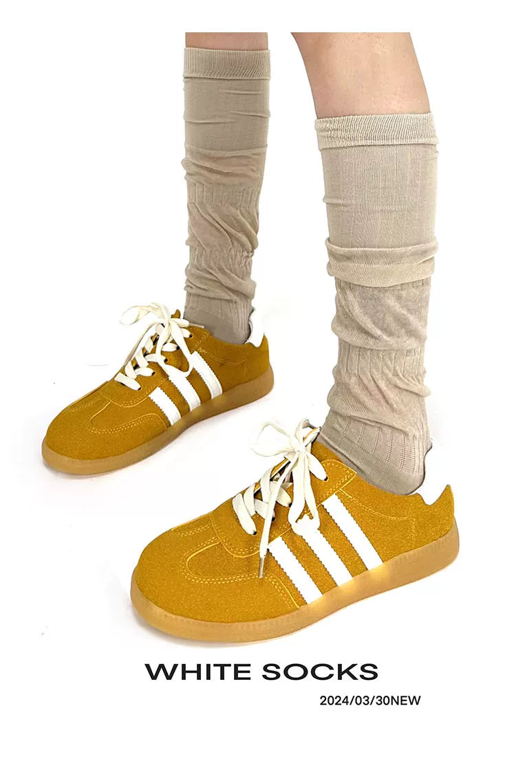 White Socks - Ballet Twist - Calf-Length Slouch Socks with a Gathered Twist
