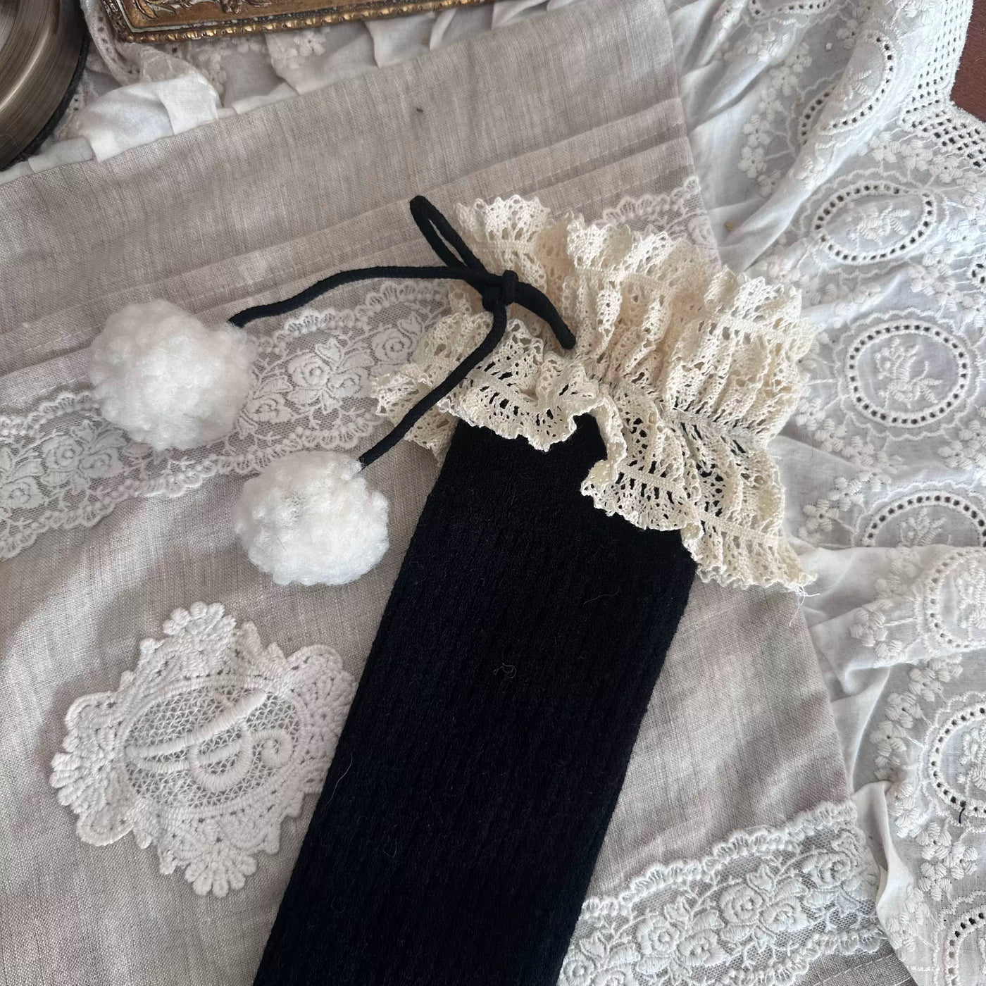 Sock Noble - Winter Lace Edge - Over-the-Knee Socks with Lace Cuffs