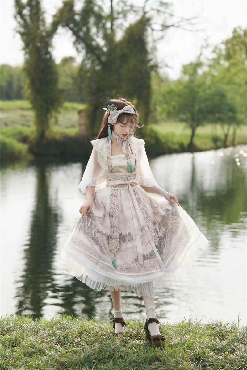 Forest Wardrobe - Kites over Distant Mountains - Type II Lolita Dress and Cape Set - 7
